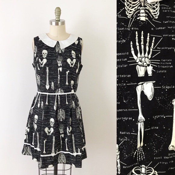 Modcloth Dresses & Skirts - Modcloth Skeleton Peter Pan Collar Dress Halloween